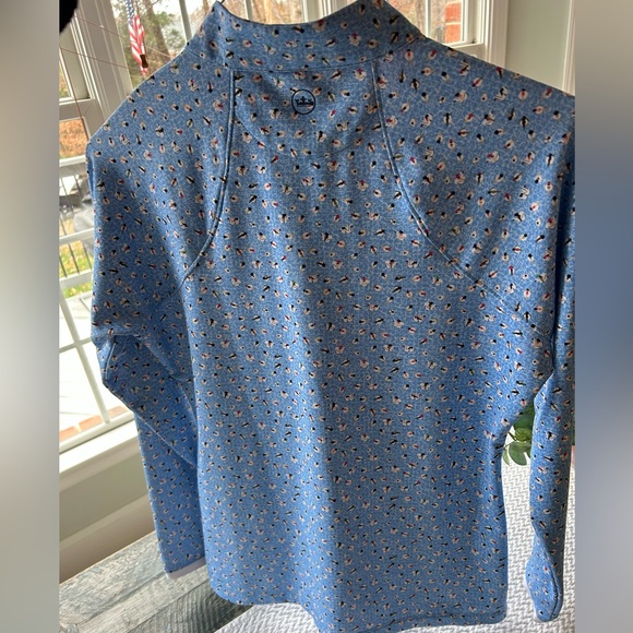 Peter Millar Primland 1/4 Zip Ladies Medium Pullover Floating on Raft Image Blue - Picture 7 of 9